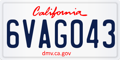 CA license plate 6VAG043