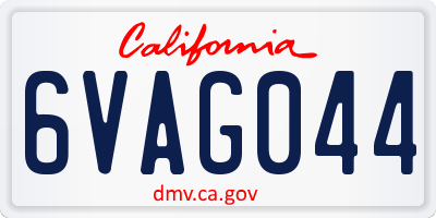 CA license plate 6VAG044
