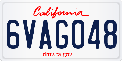 CA license plate 6VAG048