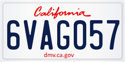 CA license plate 6VAG057