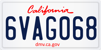 CA license plate 6VAG068