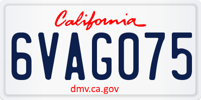 CA license plate 6VAG075