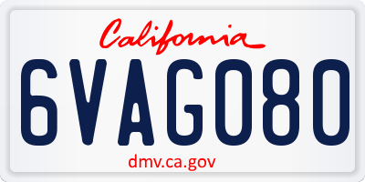CA license plate 6VAG080