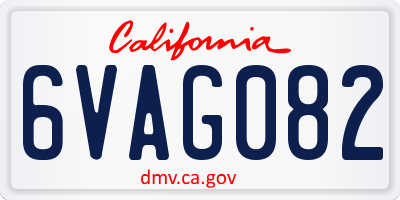 CA license plate 6VAG082