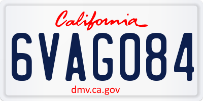 CA license plate 6VAG084