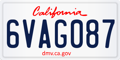 CA license plate 6VAG087