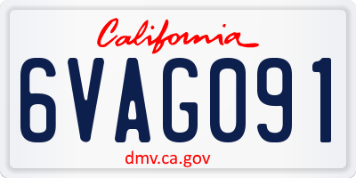 CA license plate 6VAG091