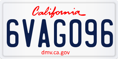 CA license plate 6VAG096
