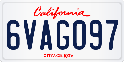 CA license plate 6VAG097