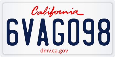 CA license plate 6VAG098