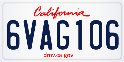 CA license plate 6VAG106