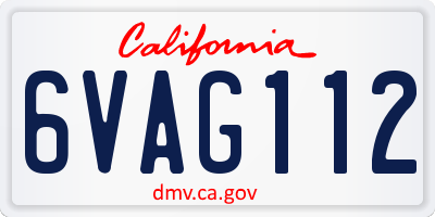 CA license plate 6VAG112