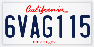 CA license plate 6VAG115