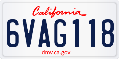 CA license plate 6VAG118