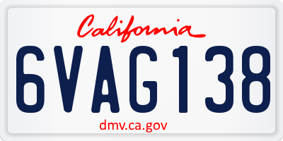 CA license plate 6VAG138