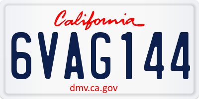 CA license plate 6VAG144