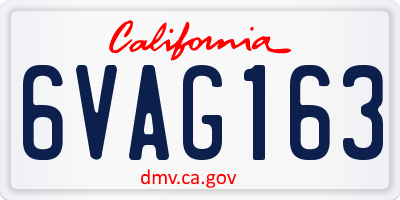 CA license plate 6VAG163