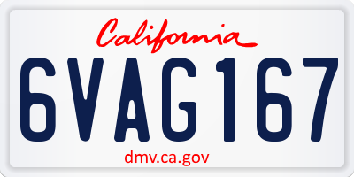 CA license plate 6VAG167