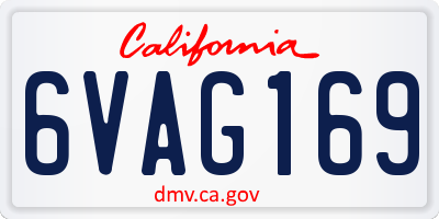 CA license plate 6VAG169