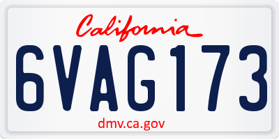 CA license plate 6VAG173