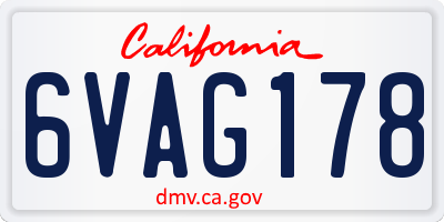 CA license plate 6VAG178