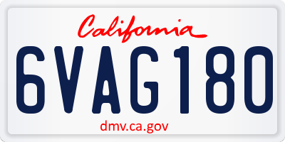 CA license plate 6VAG180