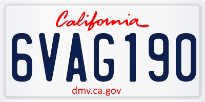 CA license plate 6VAG190