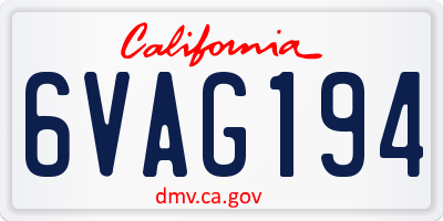 CA license plate 6VAG194