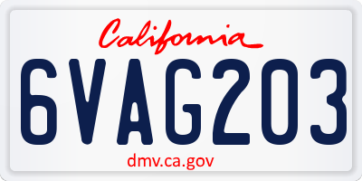 CA license plate 6VAG203