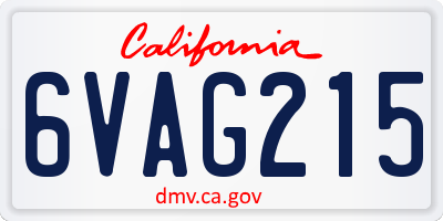 CA license plate 6VAG215