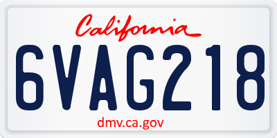 CA license plate 6VAG218