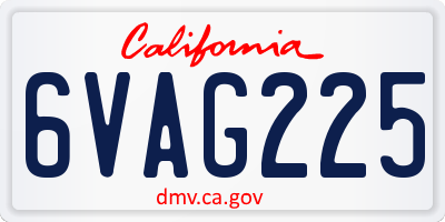 CA license plate 6VAG225