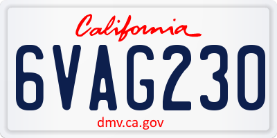 CA license plate 6VAG230