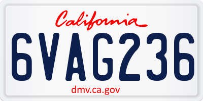 CA license plate 6VAG236
