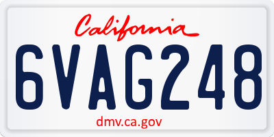 CA license plate 6VAG248