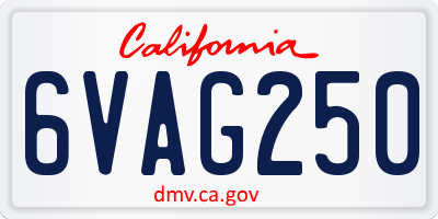 CA license plate 6VAG250