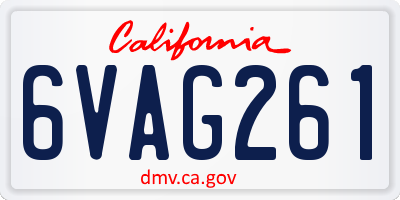 CA license plate 6VAG261