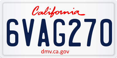 CA license plate 6VAG270