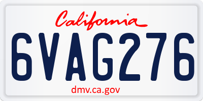 CA license plate 6VAG276
