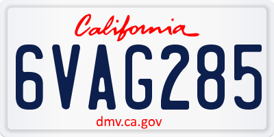 CA license plate 6VAG285
