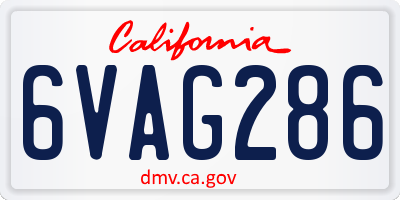 CA license plate 6VAG286