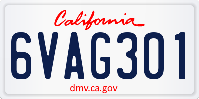 CA license plate 6VAG301