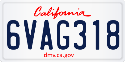 CA license plate 6VAG318