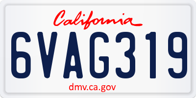 CA license plate 6VAG319
