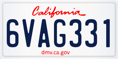 CA license plate 6VAG331