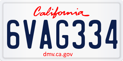CA license plate 6VAG334