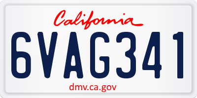 CA license plate 6VAG341