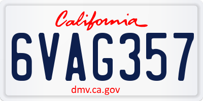 CA license plate 6VAG357