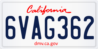 CA license plate 6VAG362