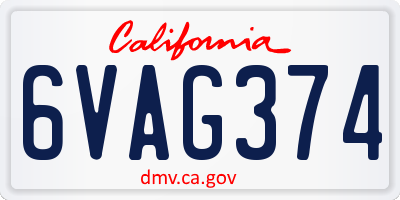 CA license plate 6VAG374